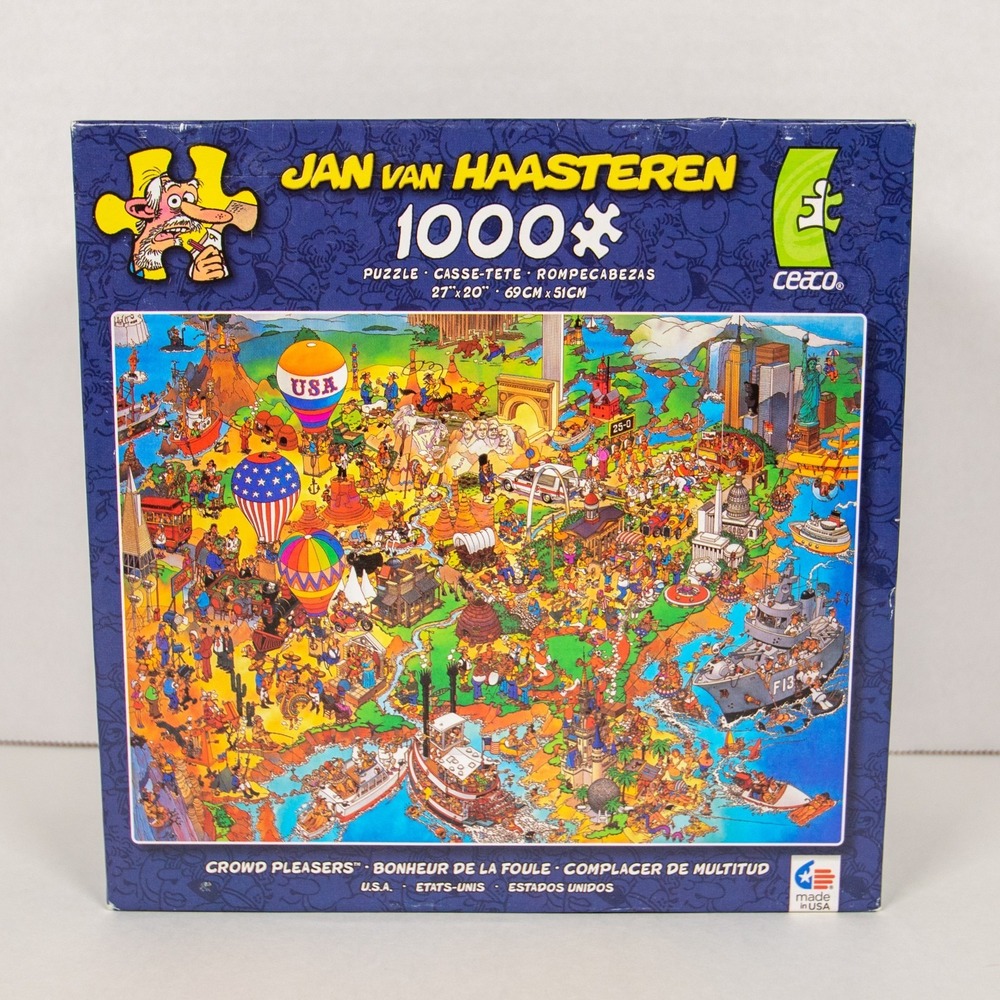 Jan van Haasteren "USA" 1000 Piece Jigsaw Puzzle Ceaco Crowd Pleaser Comic Art